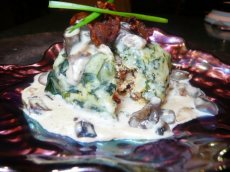 Mediterranean Stuffed Potato Dumplings With Mushroom Cream Sauce