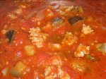 Tomato Sausage and Eggplant (Aubergine) Soup