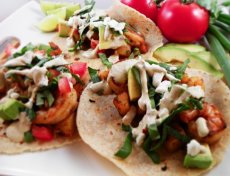 California Style Shrimp & Potato Tacos With Cilantro Crema