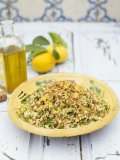 Summer four-grain salad with garlic, ...