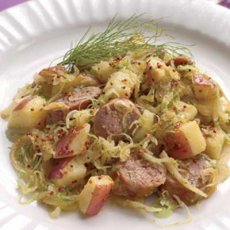 Turkey Sausage with Fennel Sauerkraut & Potatoes