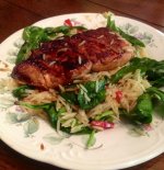 Romano's Macaroni Grill Teriyaki Salmon With Spinach Orzo