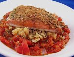 Moroccan Spiced Salmon over Lentils