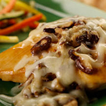 Provolone and Shiitake Smothered Chicken Breasts