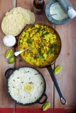 Keralan veggie curry with poppadoms, rice ...