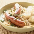 Roasted Sausages with Beer-braised Onions ...