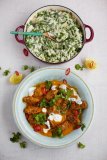 Beef kofta curry with fluffy rice, beans ...