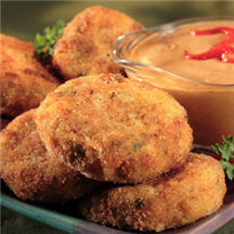 Potato and Ham Croquettes with 
Roasted Red Pepper Sauce