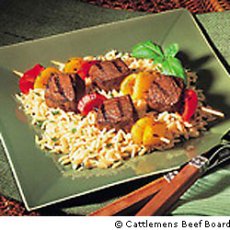 Beef Kabobs with Parmesan Orzo