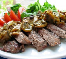 Grilled Safari Steak With Mango Chutney and Mushrooms