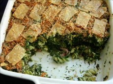 Spinach and Hot Ham Baked Pasta With a Crispy Top