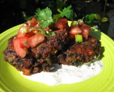 Black Bean Cakes With a Spicy Yogurt Sauce