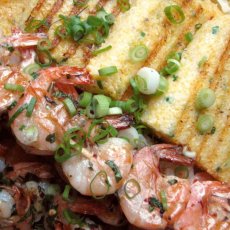 Sunday Supper: Grilled Shrimp with Chive Polenta Cakes