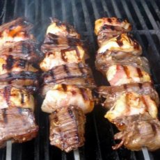 Best Ever Skirt Steak and Bacon Wrapped Chicken Kabobs