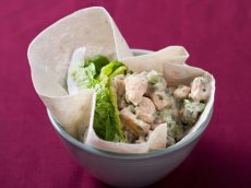 Chicken Salad with Caesar Dressing in Romaine Lettuce Leaves