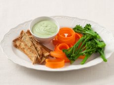 Cilantro Spice Yogurt Dip with Pita Strips and Vegetables
