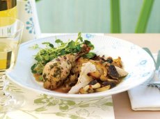 Roasted Herb Chicken with Morels and Watercress Salad