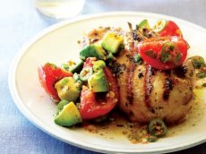 Grilled Cilantro Chicken with Pickled Tomato and Avocado Salsa