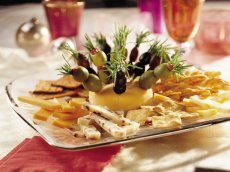 Cheese Tray with Olive Rosemary Skewers