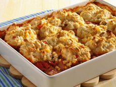 Biscuit-Topped Beef and Corn Casserole