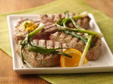 Grilled Tuna Steaks with Green Onions and Orange Butter
