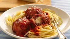 Cheese-Stuffed Meatballs and Spaghetti