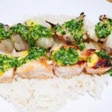 Salmon Kebabs with Cilantro Sauce Recipe