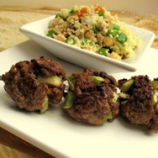 Moroccan Lamb Kabobs with Chickpea and Apricot Couscous Recipe