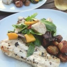 Cape Cod Swordfish, with Mango, Mozzarella, and Caper Salad, and Lolita’s Potato Tots Recipe